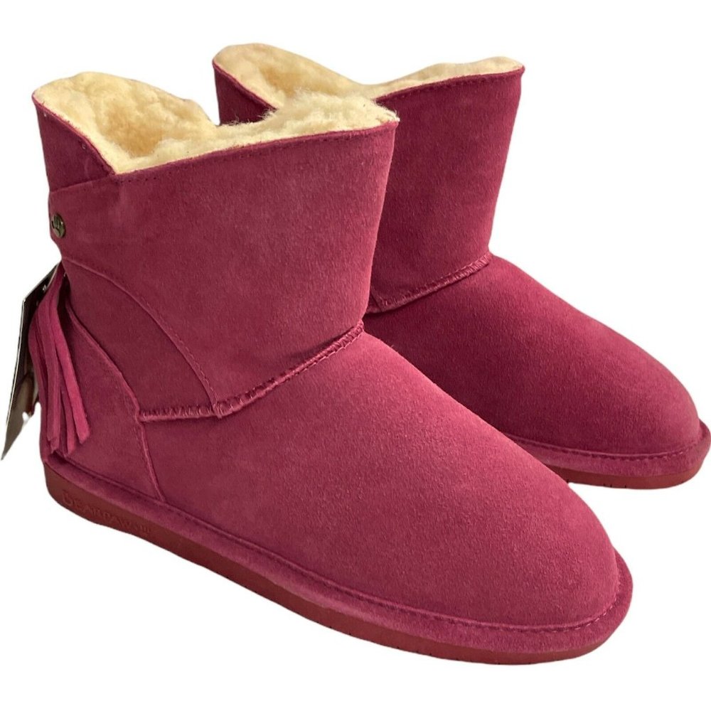Big Girls Size (3) BEARPAW Mia Boots, from Finish Line Pink Suede Sheepskin - Picture 1 of 12